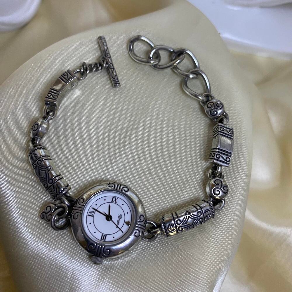 Vintage Brighton Silver Tone Toggle Bracelet Watch 90s